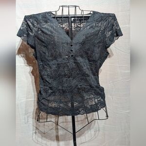 Apt. 9 Black Lace V-Neck Blouse